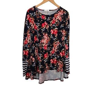 Blakely Floral Striped Mixed Patterned Tunic Dress Medium